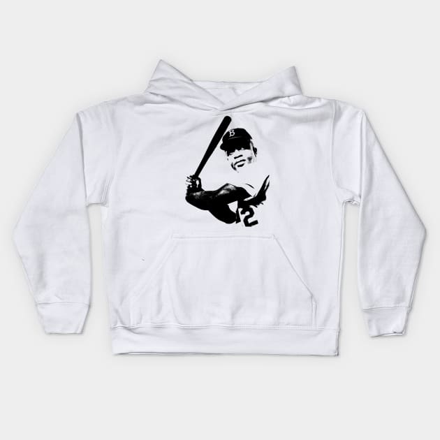 Jackie Robinson Pop Art Portrait Kids Hoodie by phatvo